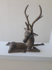 superbe sujet en bronze asiatique cerf couché attibus chamanique