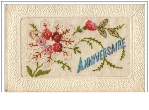 Carte brodée anniversaire - carte,