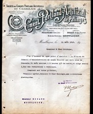 MONTLUCON (03) CIMENTERIE de PALINGES (71) "CIMENT PORTLAND ARTIFICIEL" en 1910