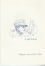 Grand document  1er jour tableau   Lapique  régates  21  Dijon  1989