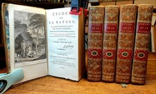 LIVRE ANCIEN 1792, ÉTUDES DE LA NATURE, BERNARDIN DE St. PIERRE, 4 FIGURES, 5 t.