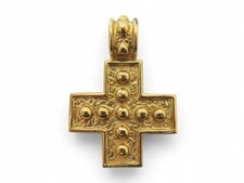 VINTAGE PENDENTIF YVES SAINT LAURENT CROIX EN METAL DORE GOLDEN CROSS PENDANT