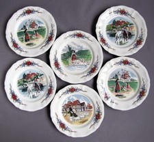 6 Assiettes à Dessert Service Obernai en Faïence de Sarreguemines