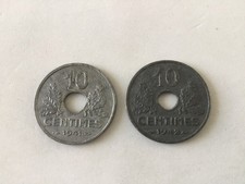 1. France  2 Pièces 10 Centimes État Français Grande Module.Zinc 1941/1942