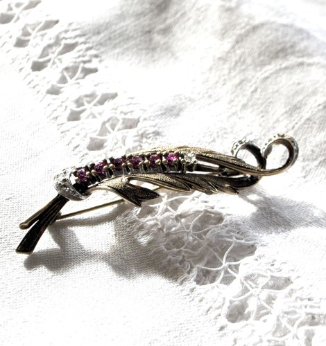 Broche plume rétro argent - plume,