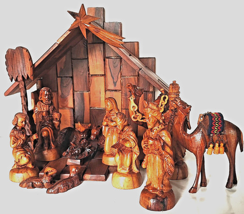 Crèche bois olivier noël - crèche,