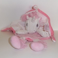 Doudou Licorne Tex - Rose blanc