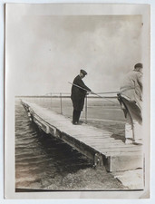 Hommes pêche canne? mer casquette grand-père - Photo ancienne snapshot