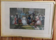 ANCIENNE GRAVURE SOUS VERRE LITHO SUR ACIER  VERS 1845 AQUARELLE EUGENE LAMI