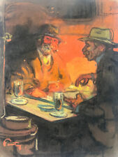 Louis Fortuney 1878-1950 - Pastels - La Partie De Cartes
