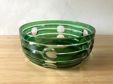 Coupe à fruits Art déco cristal vert taillé - années 50 - Val-Saint-Lambert