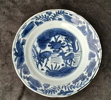 Rare Antique Chinese Porcelain Plate, Blue and White, Wanli Period, Ming Dynasty