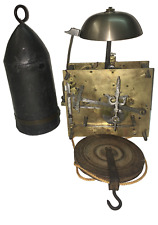 Mouvement horloge 1 aiguille, poulie, sonnerie râteau , poids étain Bassigny?