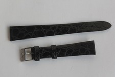 Bracelet montre Wittnauer 16 mm croco noir + boucle vintage (61091)