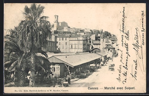 Cpa cannes marché - marché, avec