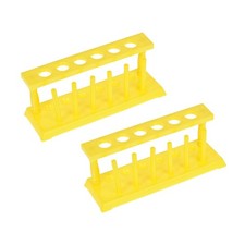 Tube à Essai Support Grille 6 Puits pour 6 Broches pour 16-20mm Tubes Jaune 2Pcs