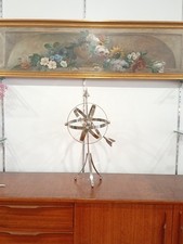 Sculpture Sphère Armillaire Chrome Art Déco Moderniste Vintage Curiosité Science