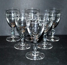 LOT 6 verres à pied anciens en verre taillé de gouttes guirlande stylisée 11.5cm