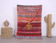 Moroccan 3.4x5.2 FT  Sheep Wool Handmade Colorful motifs Geometric Berber rug