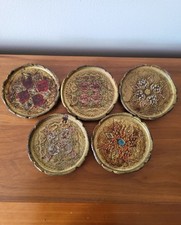 Sous verre, Dessous de bouteille en bois style vénitien florentin, lot de 5