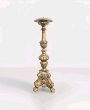 Ancien Pique Cierge en  bronze Église , Autel XIX  Bougeoir , baroque tripode 