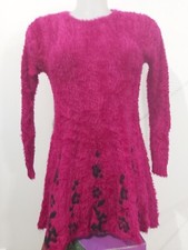 Robe Pull Chaude Poil Long Style Mohair Rose Et Noire Taille M 