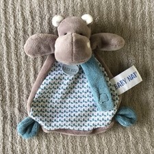Doudou Hippopotame marron bleu