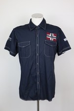 Napapijri Chemise Homme Tg. XL Man Casual Vintage Shirt Coton Cotton Logo Slim