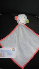 225/ doudou plat singe gris bordure orange ACTION