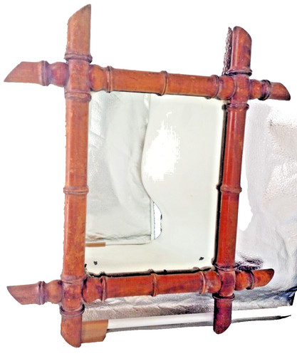 Ancien petit miroir bois - en,