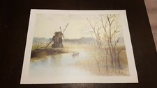  aquarelle signée MORLAINE Lithographie ETANG EN MOSELLE 