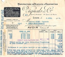 FACTURE   1928 MANUFACTURE DE