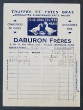 Facture TRUFFES FOIES GRAS MARIE DABURON PARIS  1932 illustrée 70