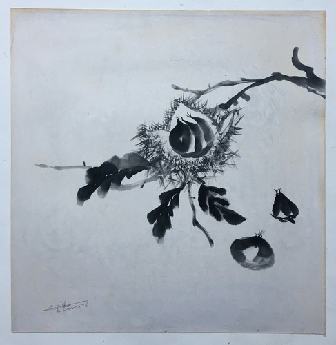 Dessin lavis encre - d'encre, signé