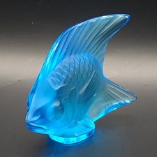 POISSON CRISTAL BLEU SIGNE LALIQUE FRANCE