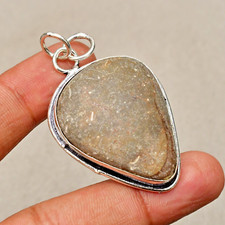 Pendentif bijou fait main en argent sterling 925 pierre précieuse jaspe septa...