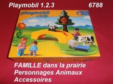 PLAYMOBIL 1 2 3  - 6788  -  FAMILLE dans la prairie - Personnages / Animaux  etc