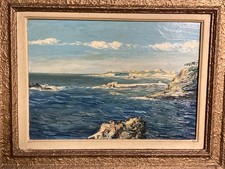 Pays Basque, vue du Port-Vieux et du Phare de Biarritz par le peintre JIVA