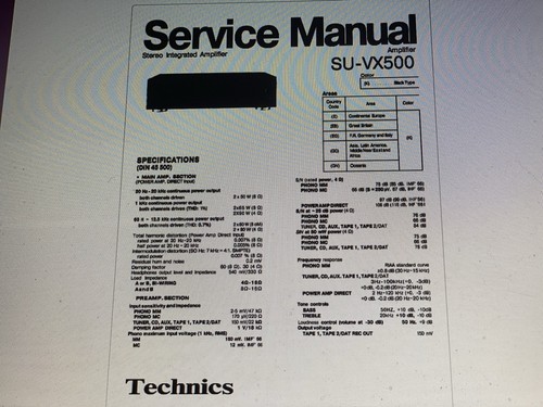 Technics vx500 service - technics, su-vx500