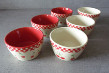 Françoise Saget 6 ramequins à décor de cerises