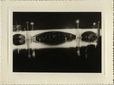 PHOTO ANCIENNE - VINTAGE SNAPSHOT - LYON PONT NUIT LUMIÈRE REFLET - BRIDGE NIGHT