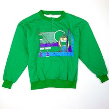 Sweat vintage 80 - Motif sport d'hiver ski  - finition vert - Taille 2XL