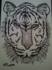 dessin à l'encre d'un tigre