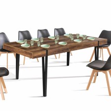 Table à manger extensible rectangle AUSTRIA 6-10 personnes bois foncé pied éping