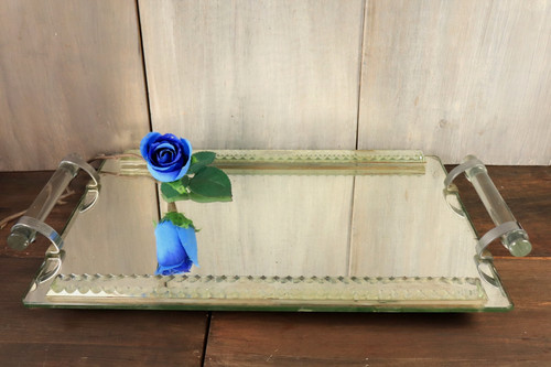 Ancien plateau verre miroir - en,