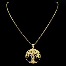 Collier esthétique arbre de vie amour coeur pour femmes hommes acier inoxydable