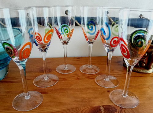 Verres soufflés années - (x6),