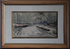 Fernand Herbo (1905-1995) - Péniches à Argenteuil