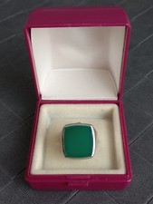 bague chevalière en argent et onix verte ( taille 53 1/2 )