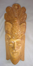 ANCIEN BEAU MASQUE DEESSE BOUDDHA CEYLAN KANDY SRI LANKA 1986 EN BOIS EXOTIQUE